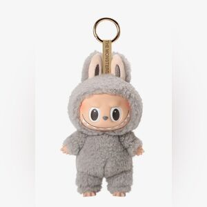 Gray Plush Monster Keychain Toy